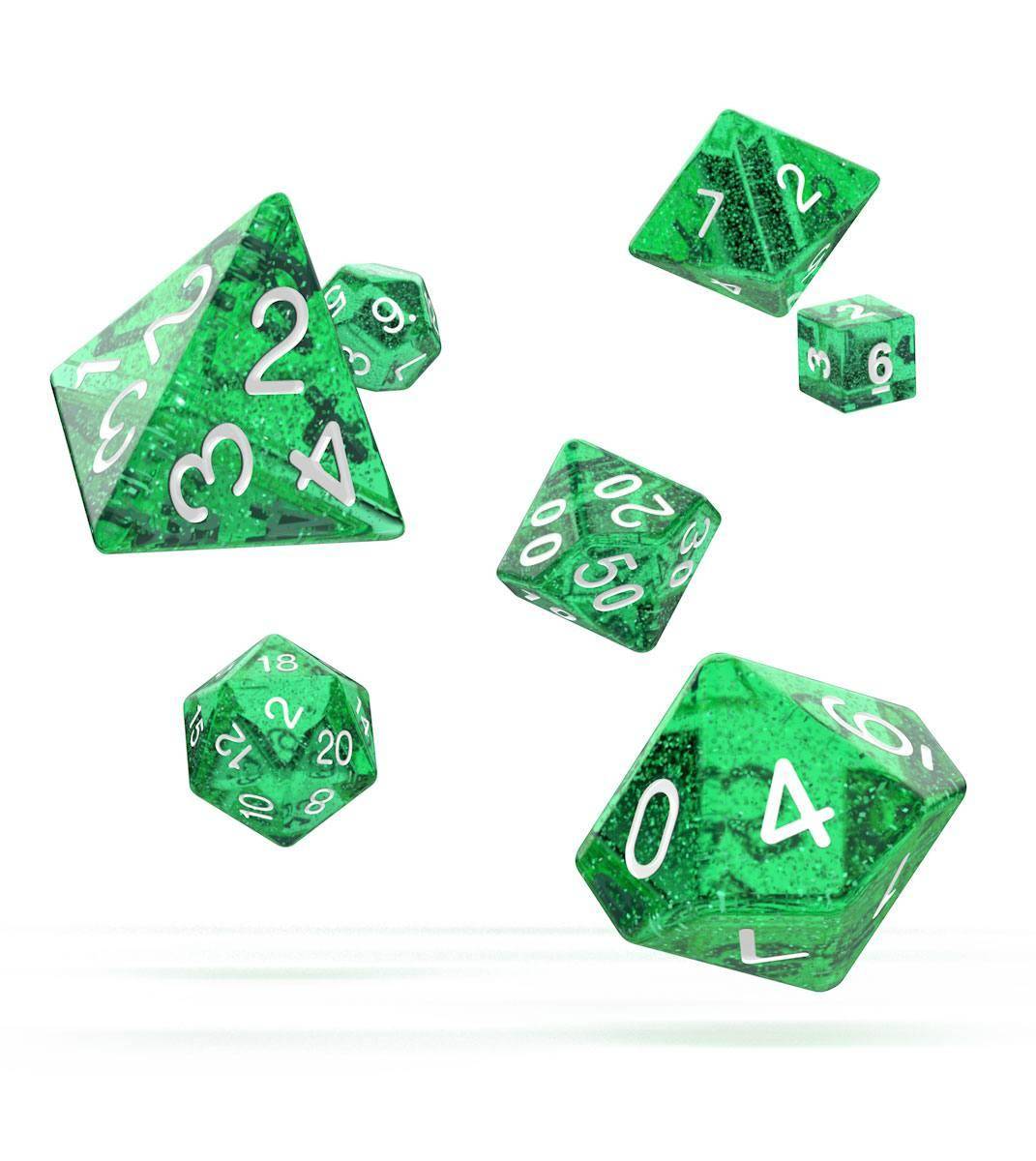 Oakie Doakie Dice - RPG Würfel Set Glitzer Grün - 7