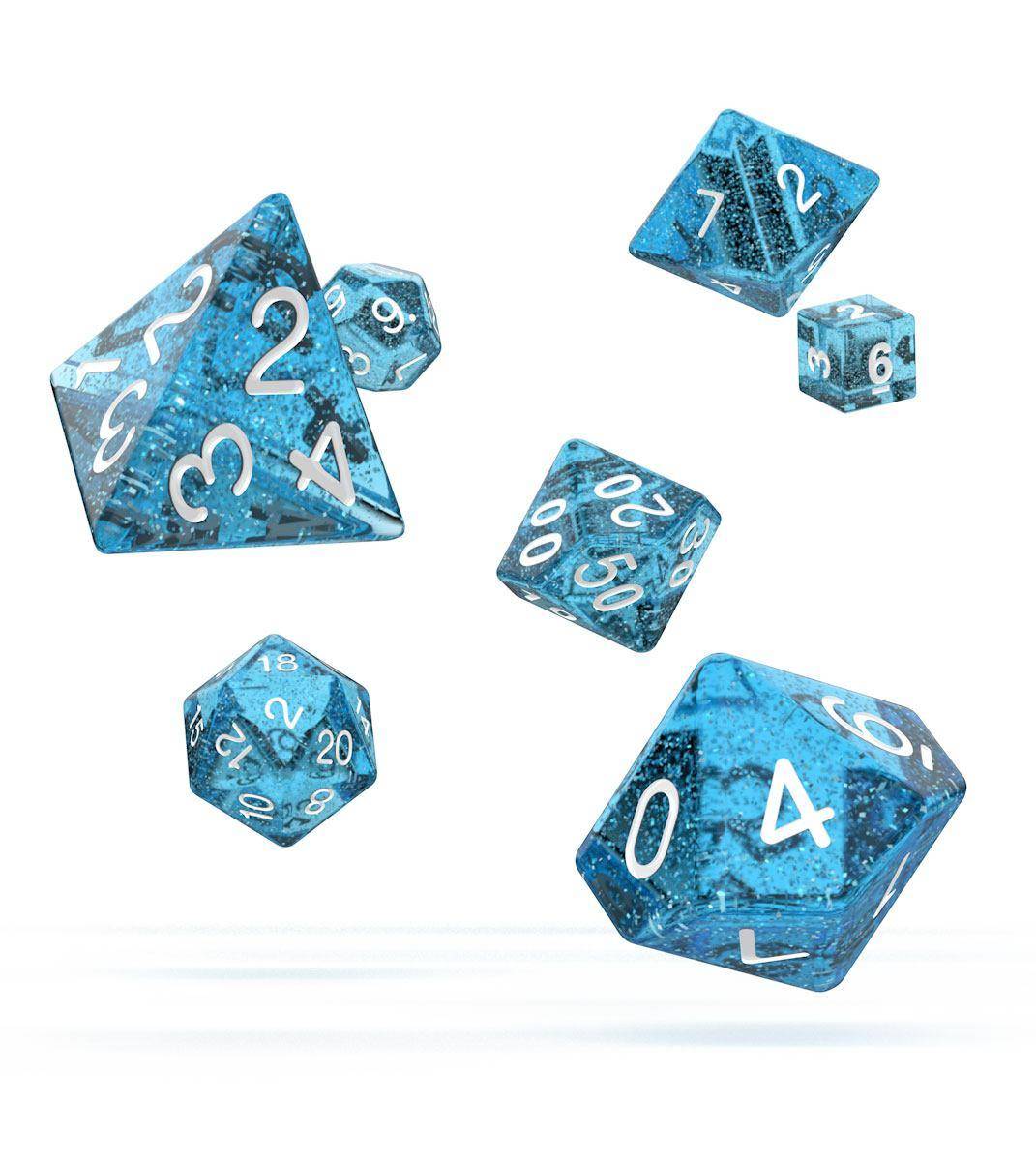 Oakie Doakie Dice - RPG Würfel Set Glitzer Hellblau - 7