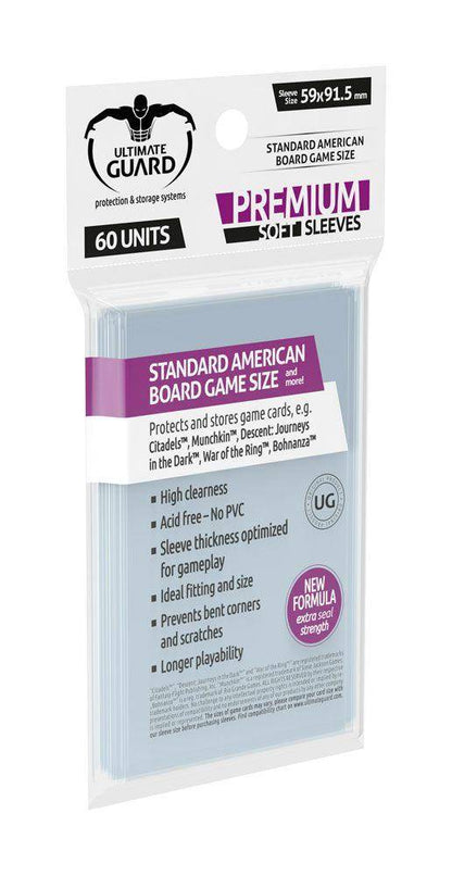 Ultimate Guard - Kartenhüllen Brettspielkarten Standard American - Transparent (60)